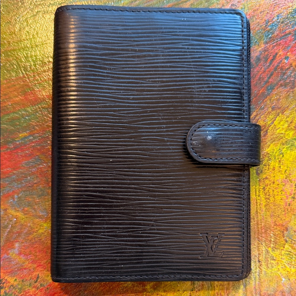 Louis Vuitton Black Epi Leather Organizer Notebook cover credit card/bill holder